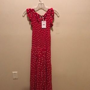 Free people red with white polkadot dress